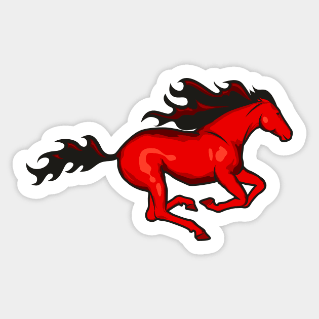 Red running horse Sticker by yulia-rb